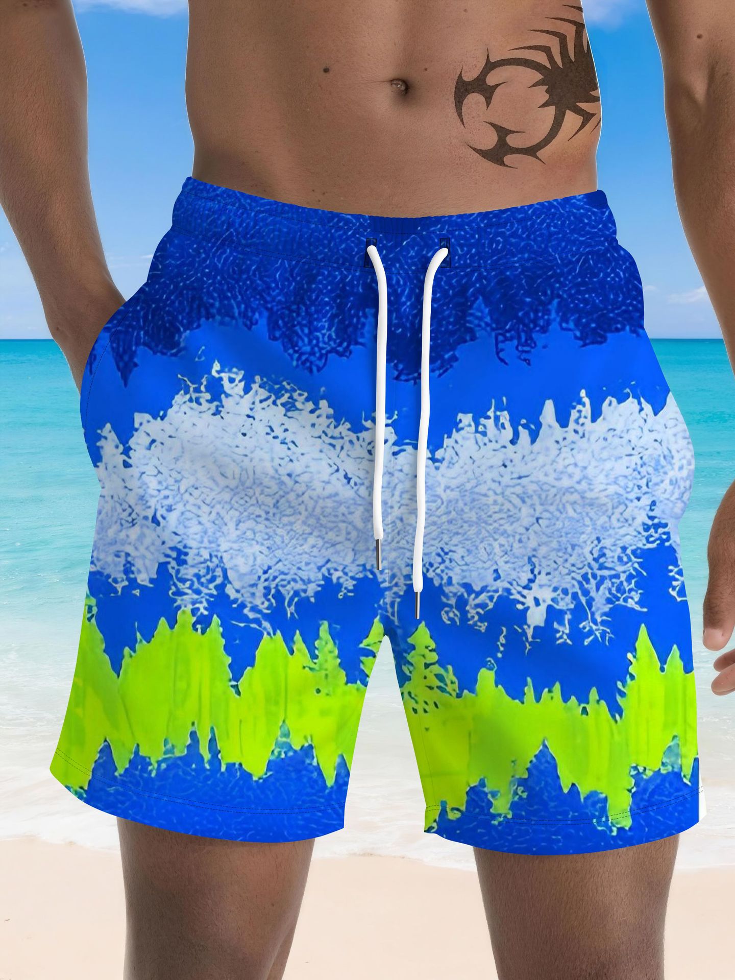 Men's 3D Digital Print Quick-Dry Shorts Tropical Palm Tree Design Summer Beach Swim Trunks_viptrois.com