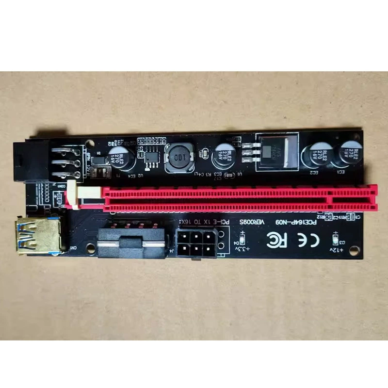 Кабель-удлинитель для видеокарты PCIEVER009SPLUS, адаптер PCI-E 1x→16x с 8 конденсаторами и питанием