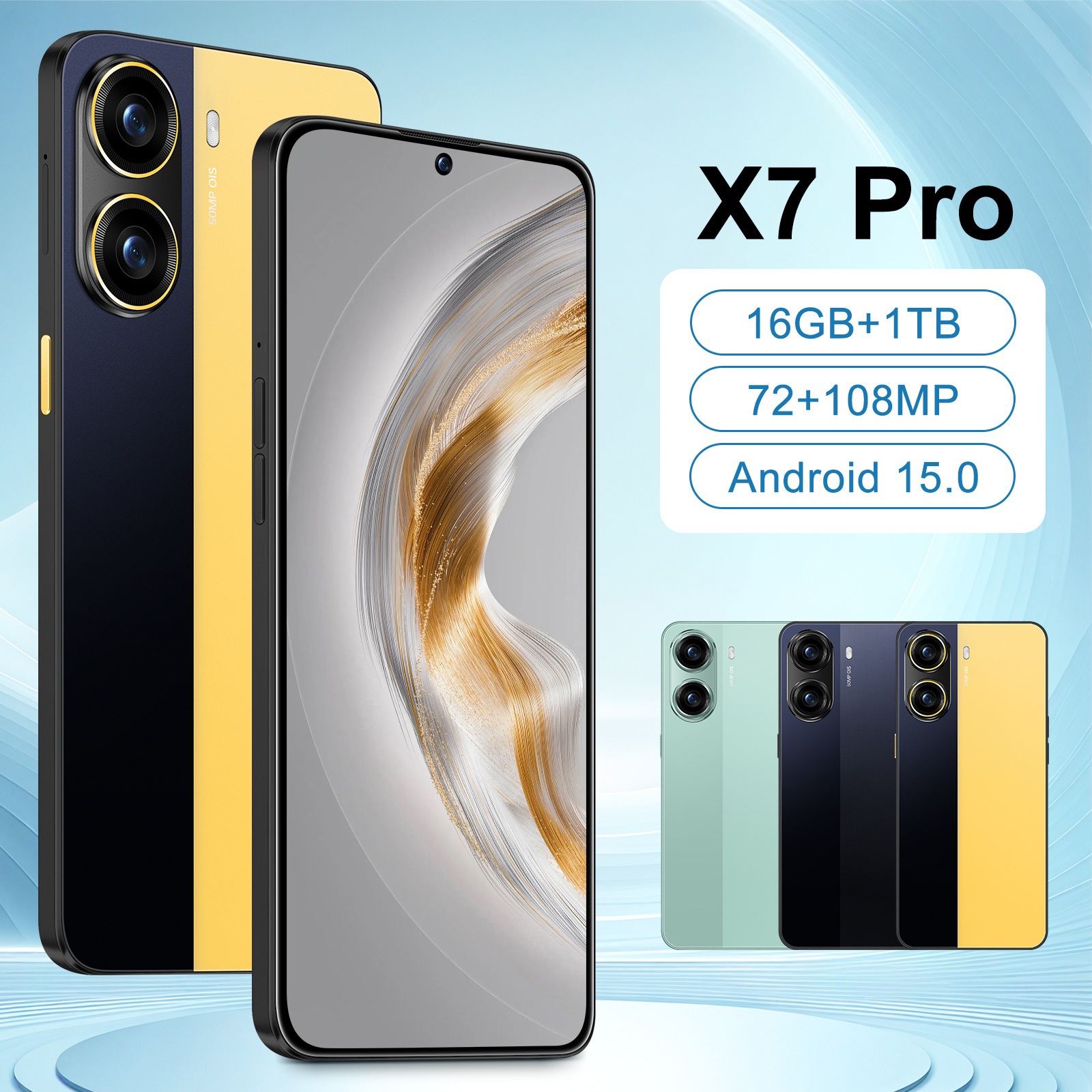 New X7 Pro Cross-Border Mobile Phone 3+16Gb 7.3inch True 4g Foreign Trade Mobile Phone Android 15 Ready for Delivery