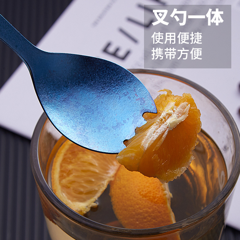 Cuchara de titanio puro al aire libre hogar mate tenedor cuchara picnic camping vajilla portátil tipo gancho puede abrir botella de entrega de una sola pieza