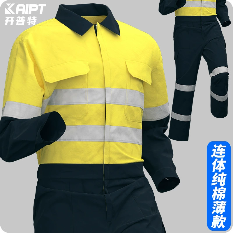 Летний цельный костюм из чистого хлопка, изготовленный на заказ, дышащие светоотражающие цельные брюки, одежда для охраны труда на верфи, порту