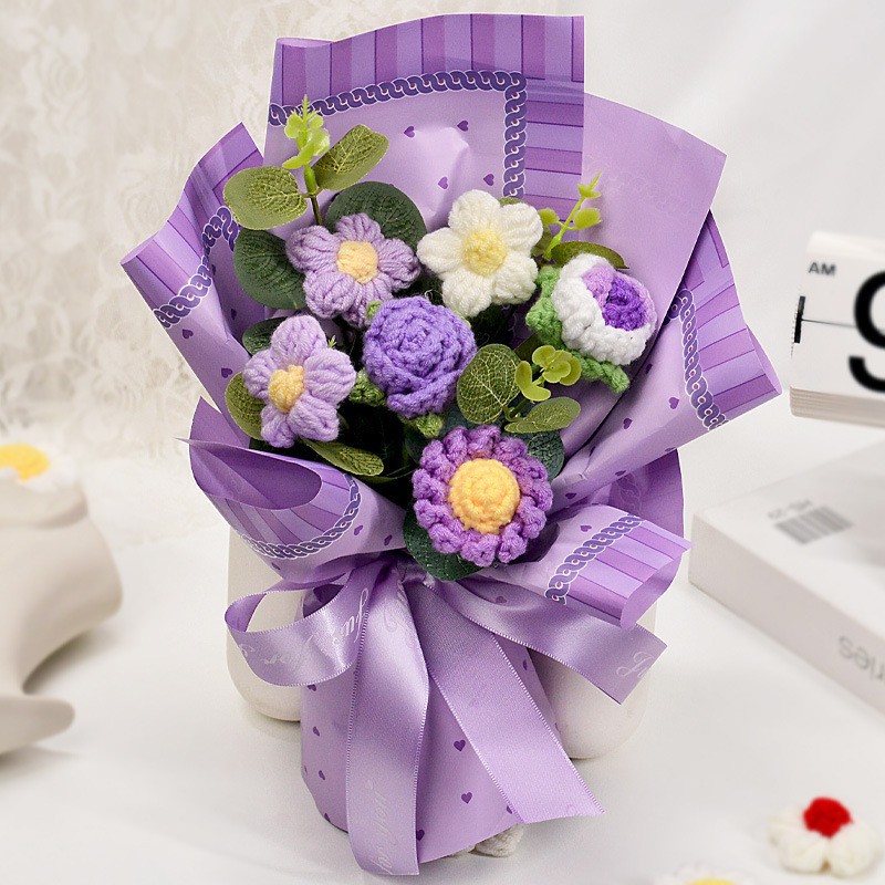 Flor de lana tejida a mano ramo de flores de girasoles flores de punto flor de simulación comercio exterior transfronterizo amazona