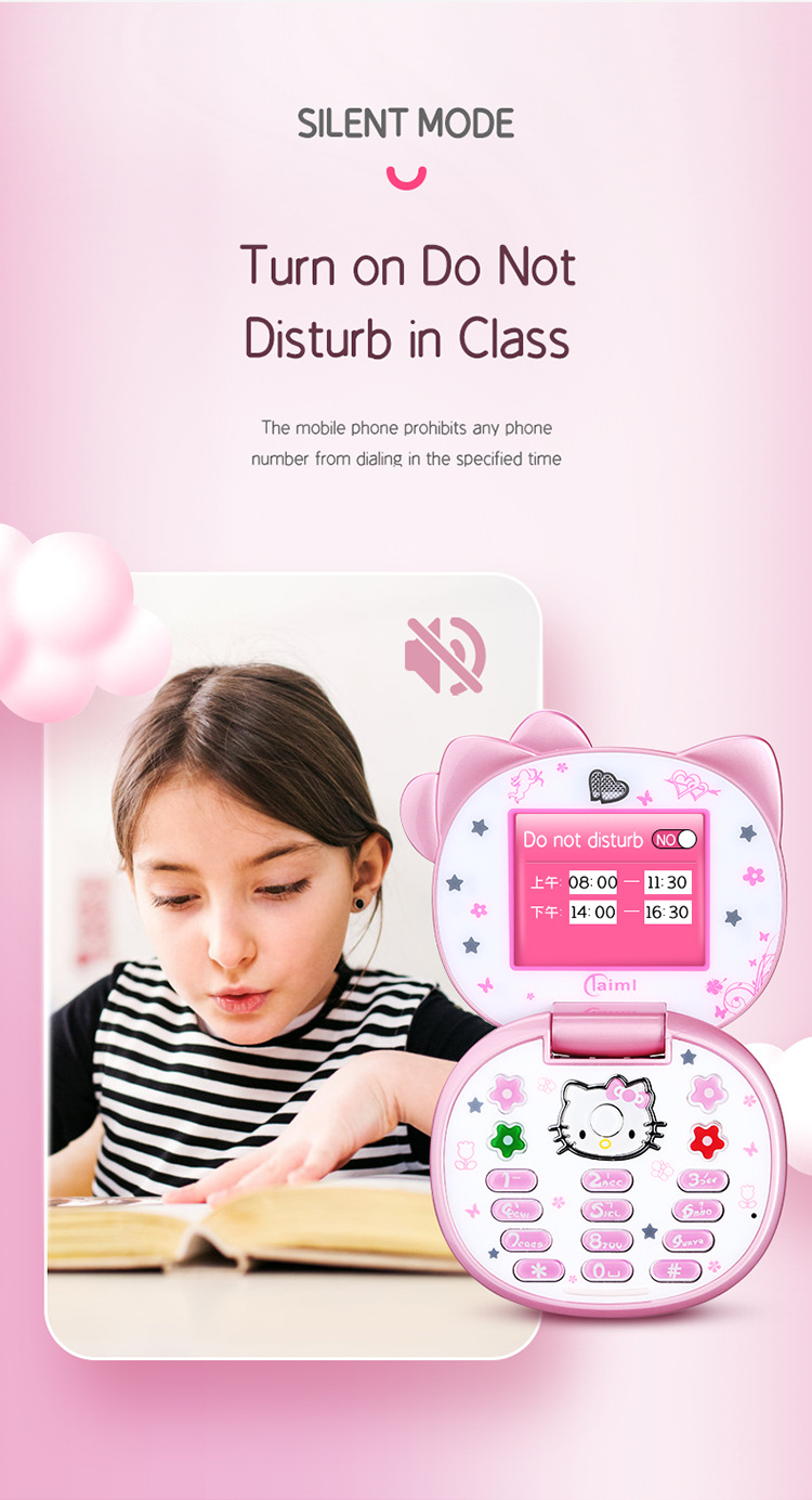 Hello Kitty Flip Phone Kawaii 2025-Sanrio Cartoon Kids Phone 4G
