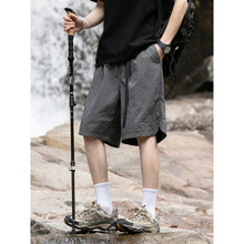 杰克传运动休闲短裤男士夏季薄款直筒褶皱机能多口袋机能工装裤男