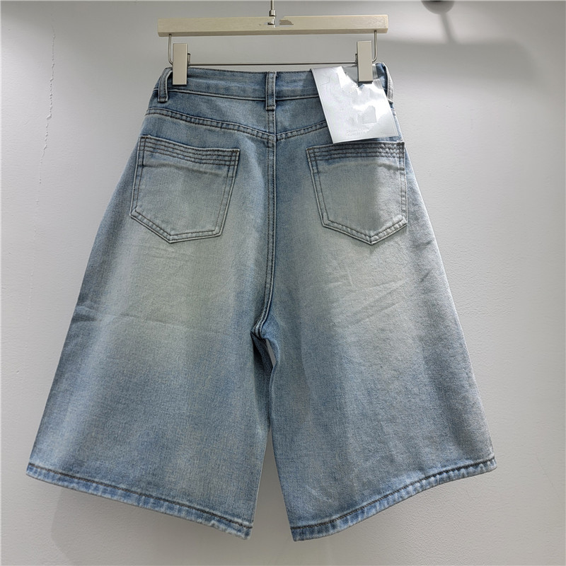 Pantalones Cortos Jeans de Pierna Ancha para Mujer de Denim, Estampado, Cintura Media, para Uso Diario image 2