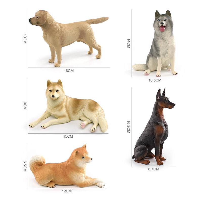 Simulación transfronteriza Labrador Shiba Inu Doberman Husky modelo cognitivo para niños mascota perro decoración de escritorio