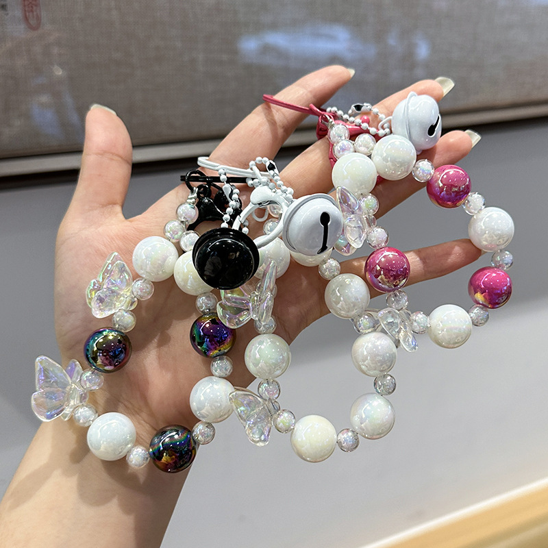 Creative Two-Butterfly Keychain with Colorful Beads, Phone Chain, Earphone Bag Charm, Small Pendant, Student Gift Creative Two-Butterfly Keychain with Colorful Beads, Phone Chain, Earphone Bag Charm, Small Pendant, Student Gift
