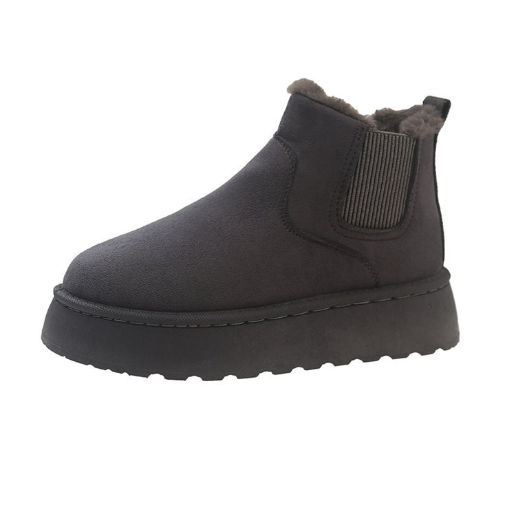 Women's platform snow boots in cotton shoes with wool round toe cotton boots_voghion.com