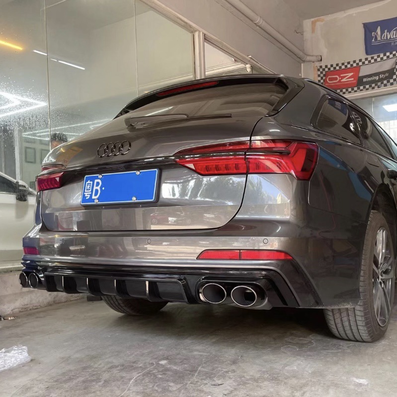Suitable for 19-25 Audi A6L Modified S6 Blade Rear Lip Integrated Four-Out Tail Throat Sline Rear Diffuser