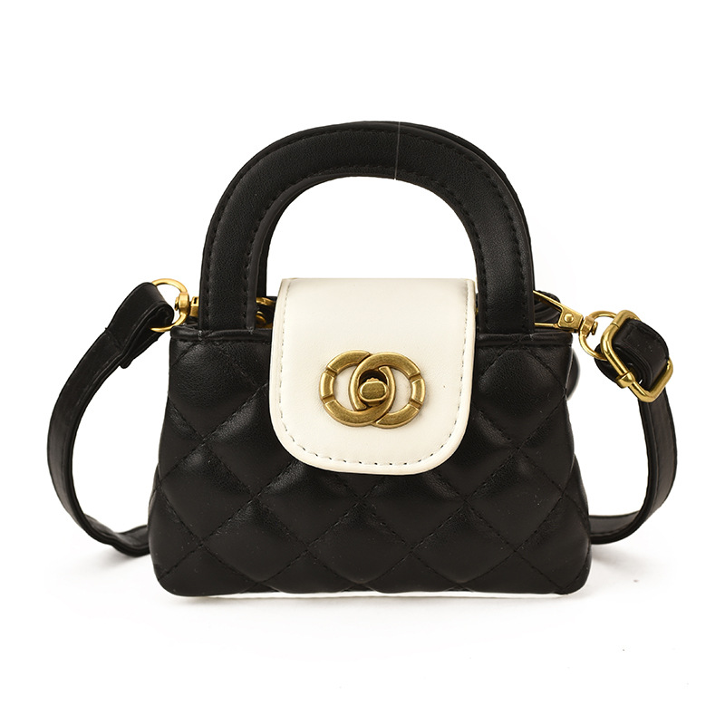 Bolso de hombro para niños y niñas de color contrastante de moda, bolso de mano para niñas, exquisita mini bolso de hombro para niños