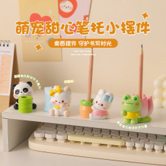 漫画小動物ペンホルダー樹脂小さな装飾品子供の研究オフィスデスク装飾ギフトペンホルダー