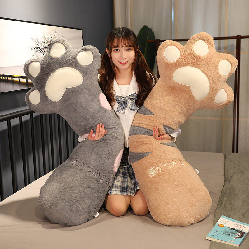 Cute cat claw bedside pillow plush toy cat claw doll back cushion girl side sleeping pregnant women leg clip sleeping