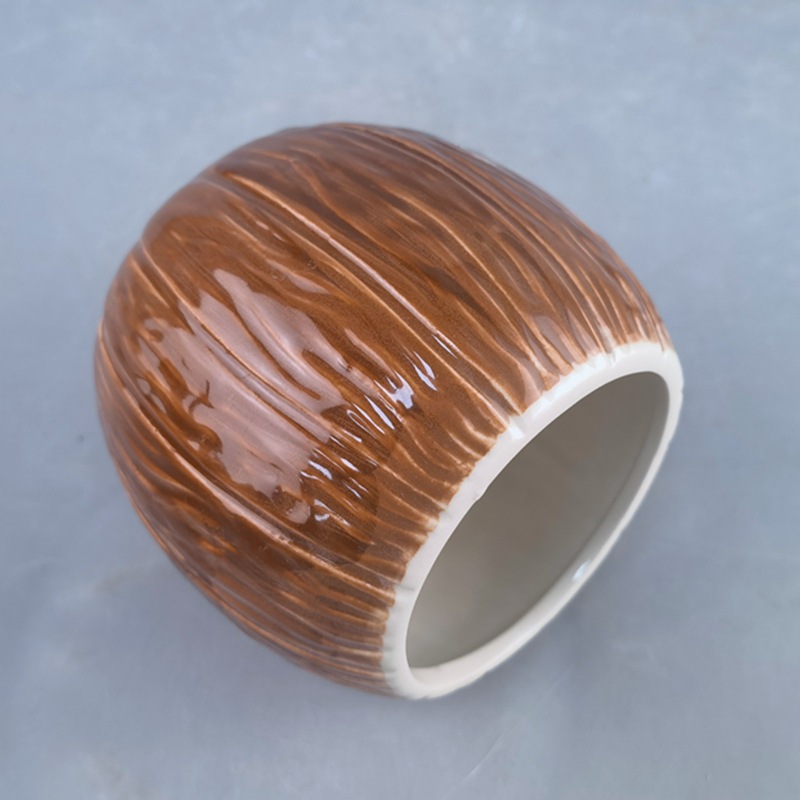 Transfronterizos Amazonas Coconut Shell Taza Tikki Taza de cóctel Taza de cerámica Taza de tiquias Taza de color