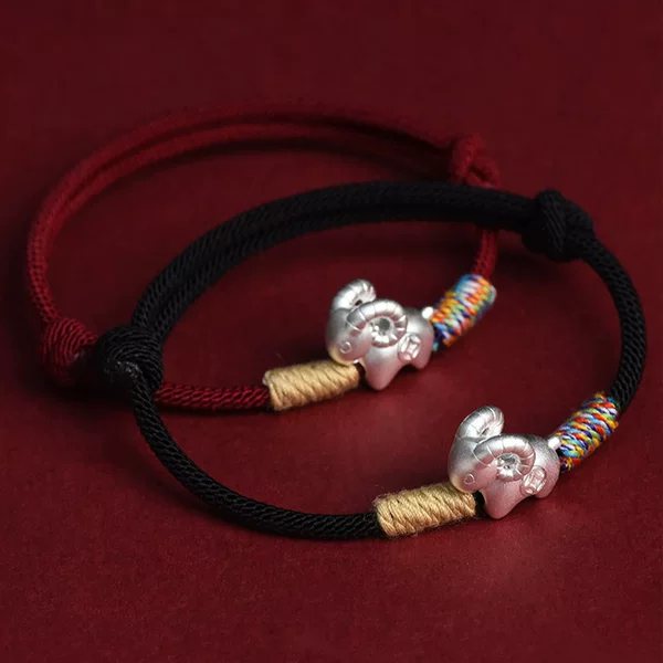 New Zodiac Year Bracelet: Red String Bracelet with Sheep Motif for the Year of the Horse, Bringing Peace and Good Luck, Suitable for Men and Women, Couples Gift