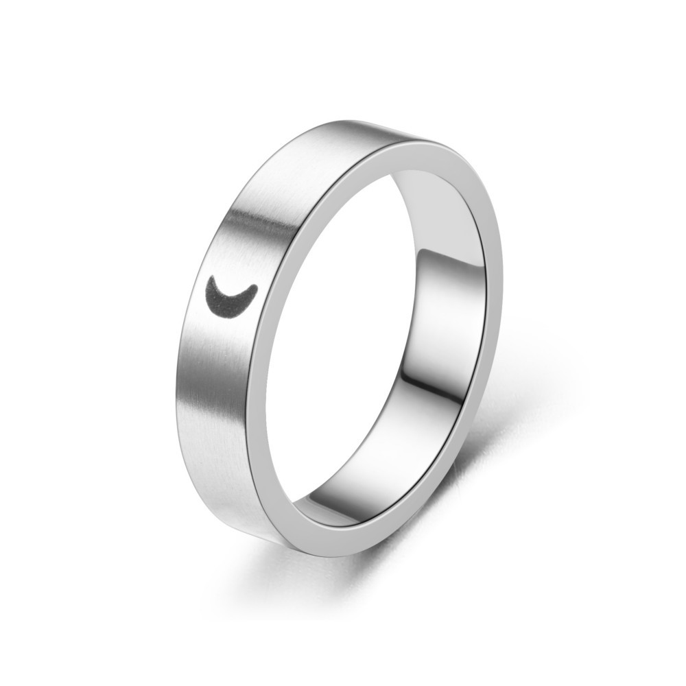 Fashion Titanium Steel Matte Sun Moon Couple Ring Wholesale Nihaojewelry display picture 2