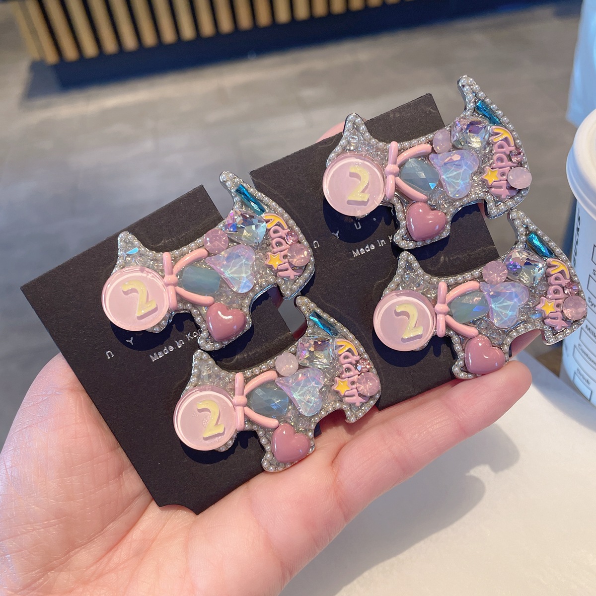 light luxury heavy industry crystal puppy barrettes fashion exquisite duckbill clip sweet cool girl side clip broken hair organize fantastic