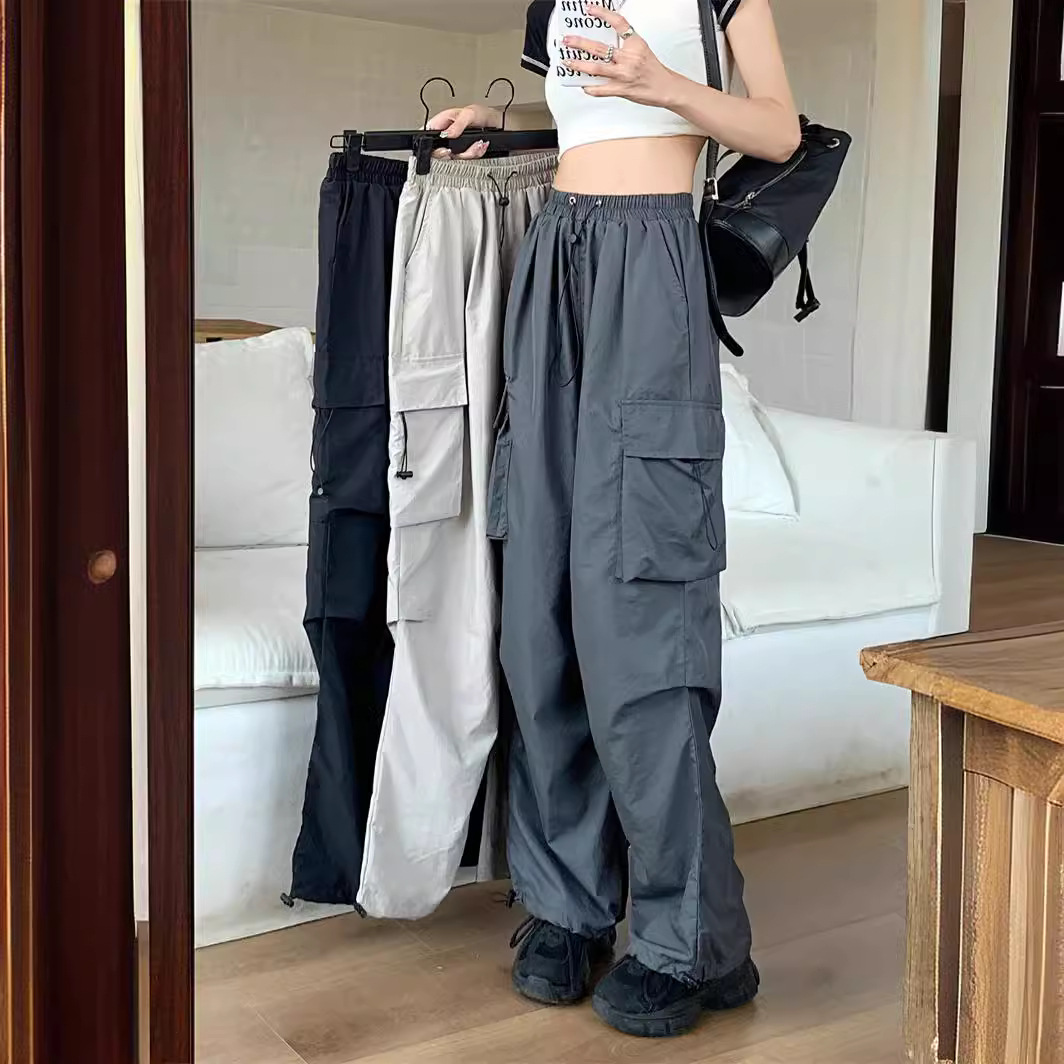 Women's Work Pants, Thin High-Waisted Wide-Leg Long Pants, New Spring Style, Loose Sun-Protection Casual Sports Pants