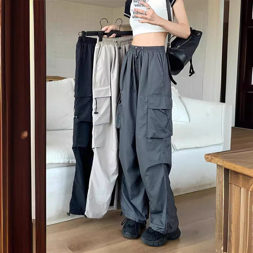 Work pants, women's clothes, thin, high-waist, wide-leg pants, spring, new style, loose sun-proof casual sports pants