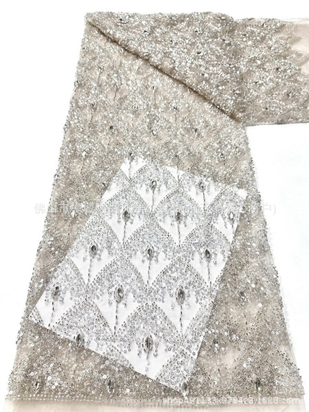 Fabricante nuevo vestido de boda de diamante tela de brindis contraposición manual de diamante en caliente tela de encaje bordada