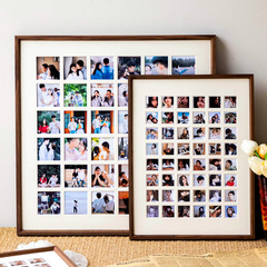 48-grid picture frame for wall mounting, nine-grid photo printing, solid wood wedding frame, DIY couple's puzzle picture frame, mounting kit included