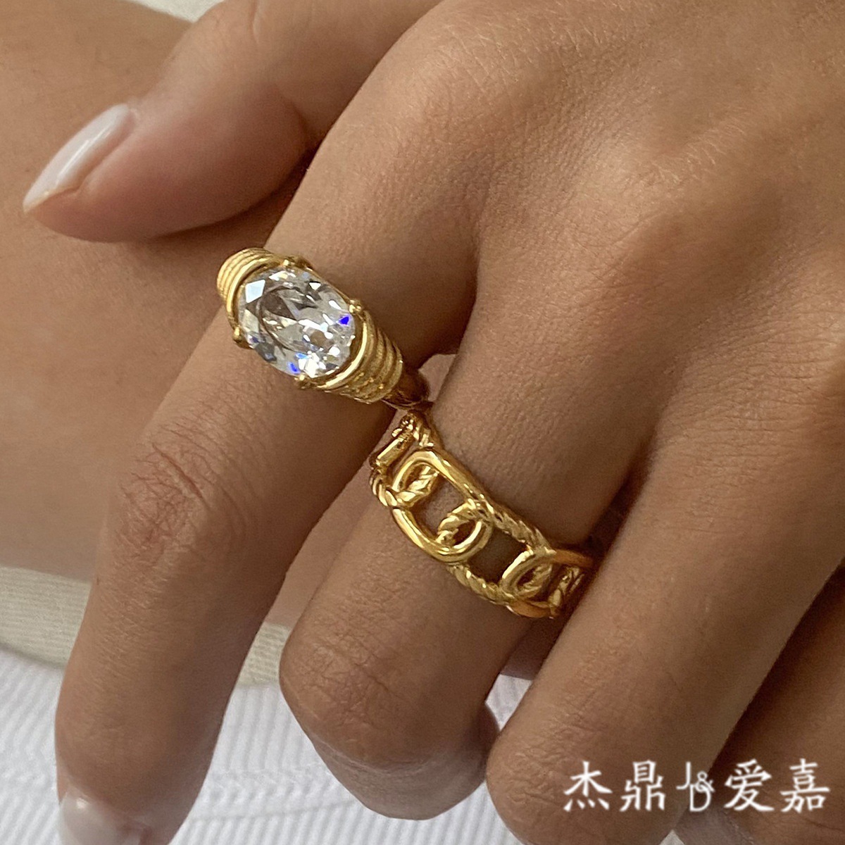 Anillo de acero de titanio de diamante transfronterizo de Europa y Estados Unidos JEDING nicho de diseño de anillo de joyería de acero inoxidable no desvanecido