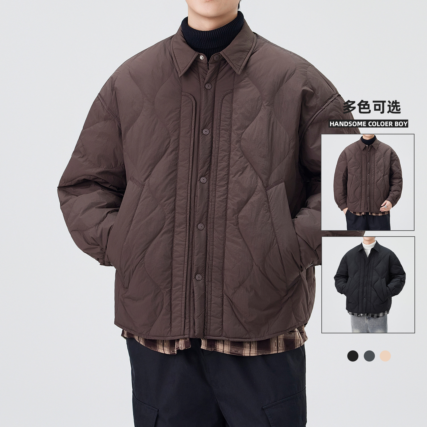 Men's down Jacket Men's Winter 2026 New Style Youth White Duck down American Fashion Brand Loose Warm Jacket Men's Style