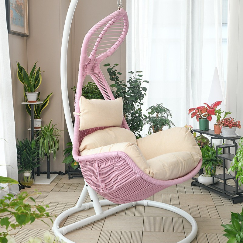 Silla colgante individual de mimbre para exterior, tipo nido de pájaro, para balcón, patio, o interior, tipo columpio, en stock. image 30