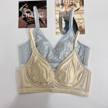 光感缎面蚕丝养护美背超薄无痕内衣女兔耳朵杯大胸显小聚拢文胸罩