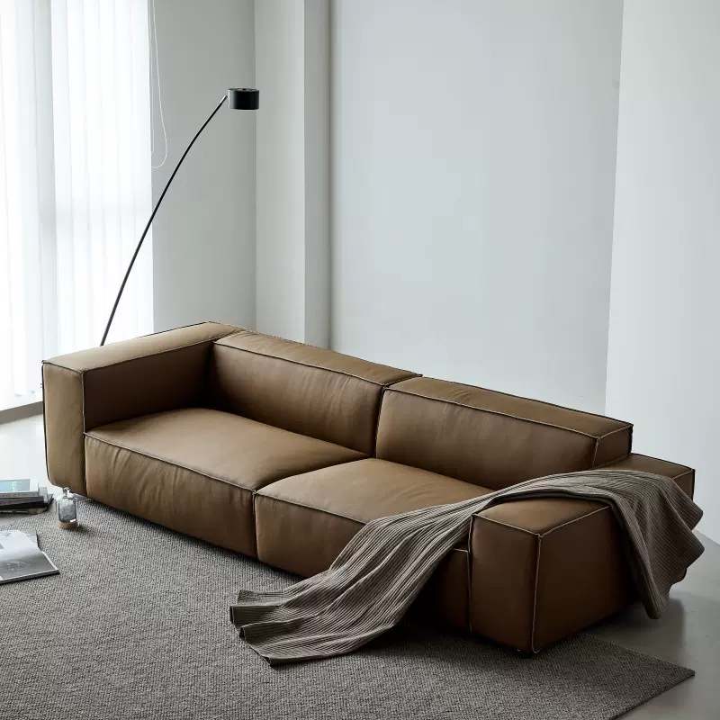 豆腐块全牛皮沙发极简头层牛皮设计师客厅方块模块组合真皮沙发