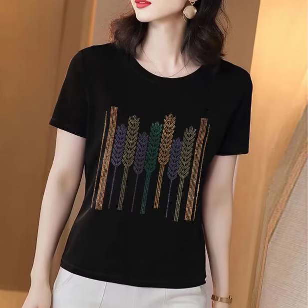 2023 New Plus Size Plus Size Fat Mom Middle-Aged Short-Sleeved T-Shirt Trendyy and Versatile Fashion 2023 New Plus Size Plus Size Fat Mom Middle-Aged Short-Sleeved T-Shirt Trendyy and Versatile Fashion