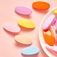 糖果色亮面椭圆塑料鸭嘴夹花边椭圆波浪夹刘海夹diy手工配件批发