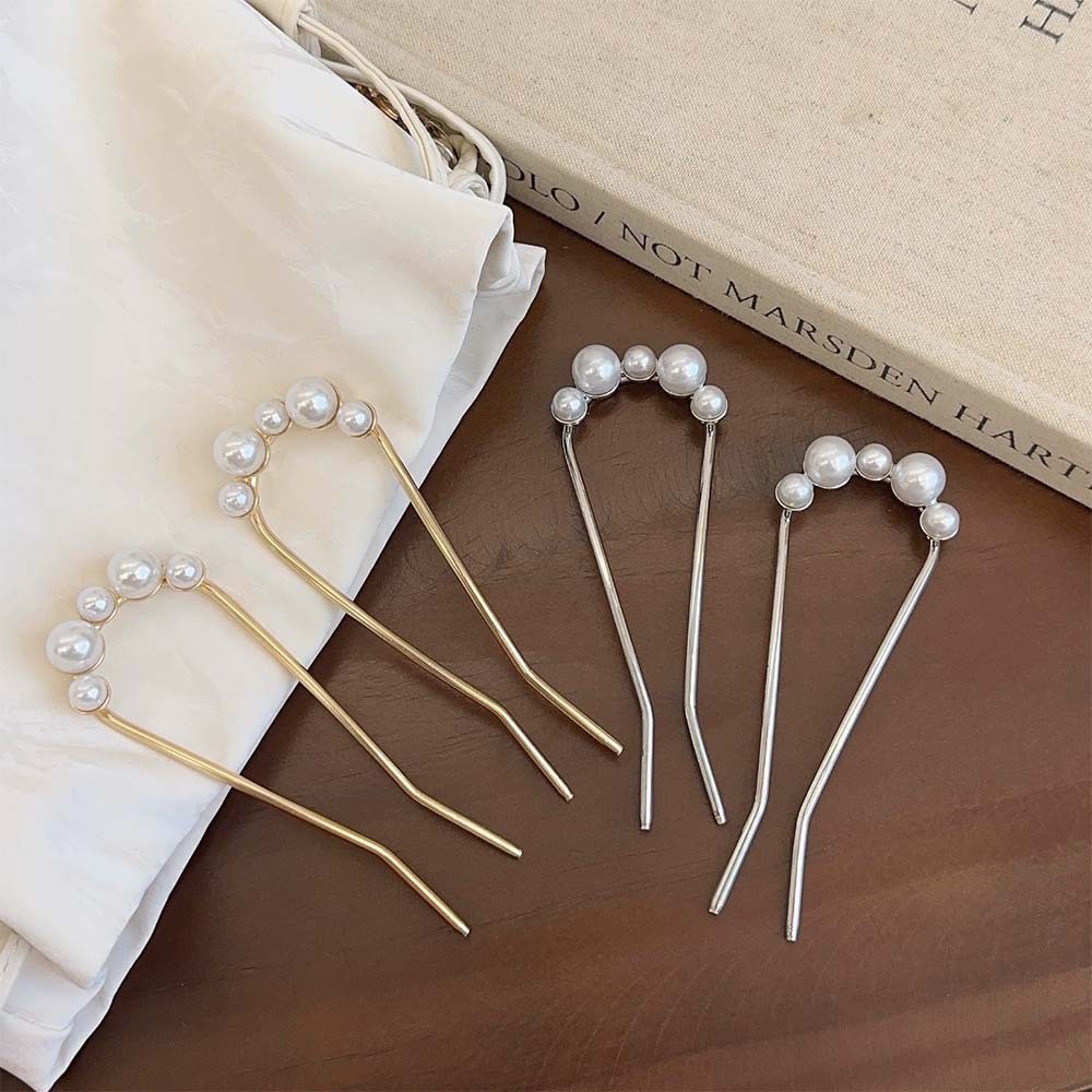 Estilo coreano moderno y simple pinzas de cabello de metal para mujeres diarias bola de cabello tipo cabeza de pinzas de cabello de perla temperamento pinzas de cabello