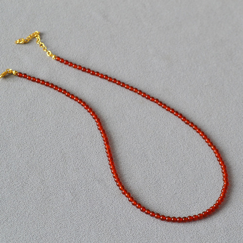 New Chinese style national wind ice through red agate real stone string pearl simple elegant woman temperament necklace clavicle chain wholesale 