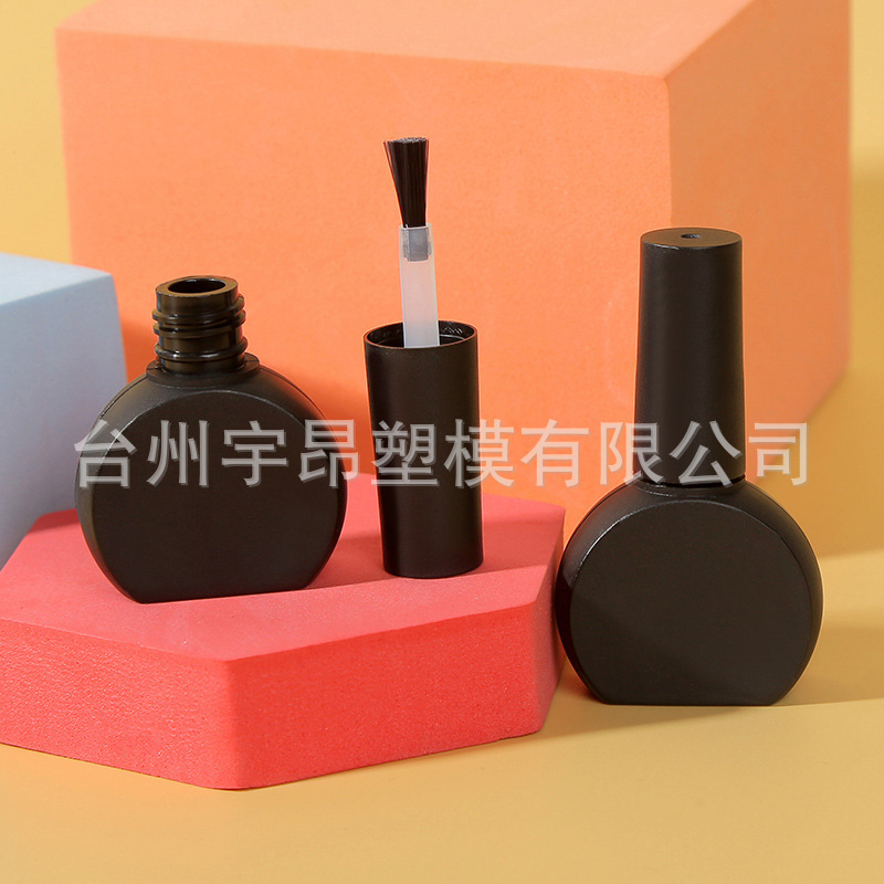 Cross-border environmental protection 7ml special-shaped frosted semicircle nail polish glue nail polish plastic bottle with brush customization