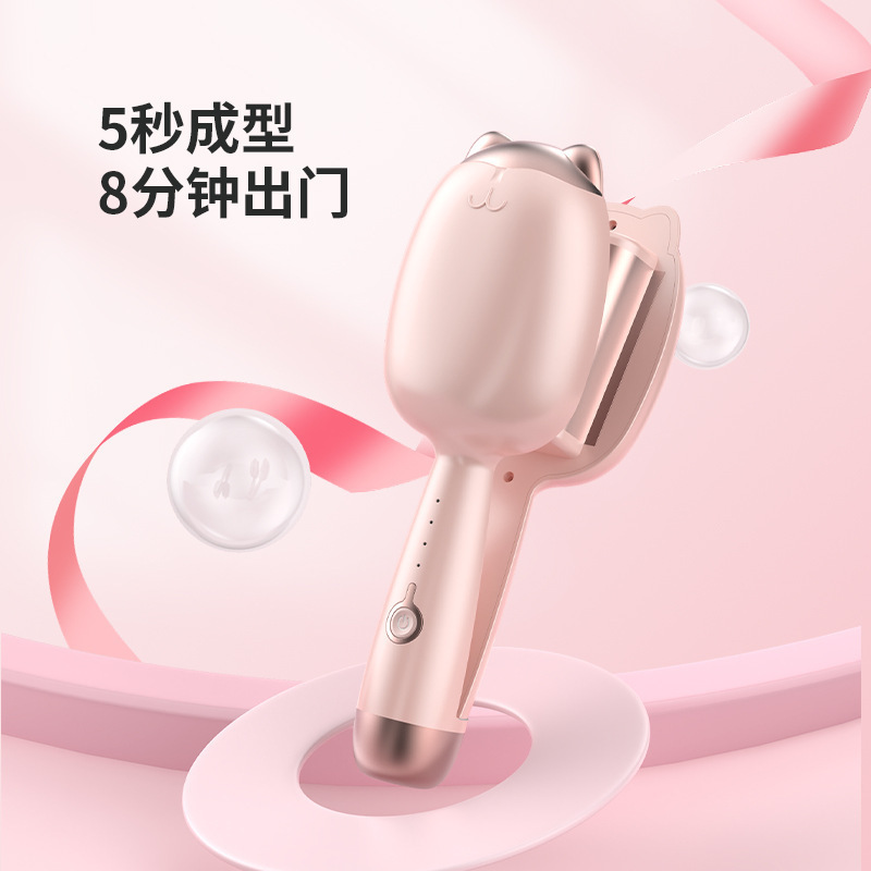 マイナスイオンヘアアイロン、髪を傷つけない、猫爪エッグロールアイロン、ショートヘアウールロール、クロスボーダーポータブルウォーターリップル電気アイロン|undefined