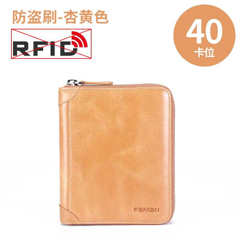 Bolsa de tarjetas de fabricantes de mujeres multi-tarjeta de tarjetas con cremallera de piel de vaca de gran capacidad bolsas de tarjetas de visita de piel de vaca de Corea