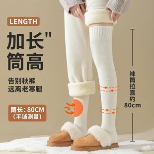 Long Tube Knee Socks Women's fleece-lined Thickened Autumn and Winter Warm High Tube Knee Thigh Socks Winter Lamb Wool Knee Socks