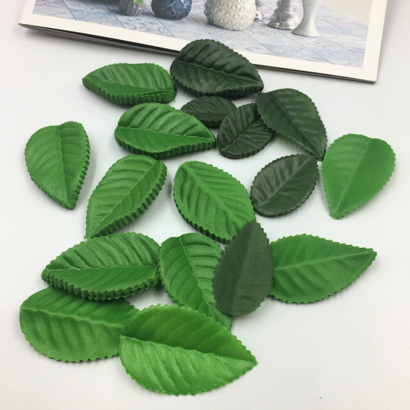 Моделирование листьев розы зеленый лист одноэкранная Печать Ткань лист коробка конфет венок шляпа тапочки DIY аксессуары