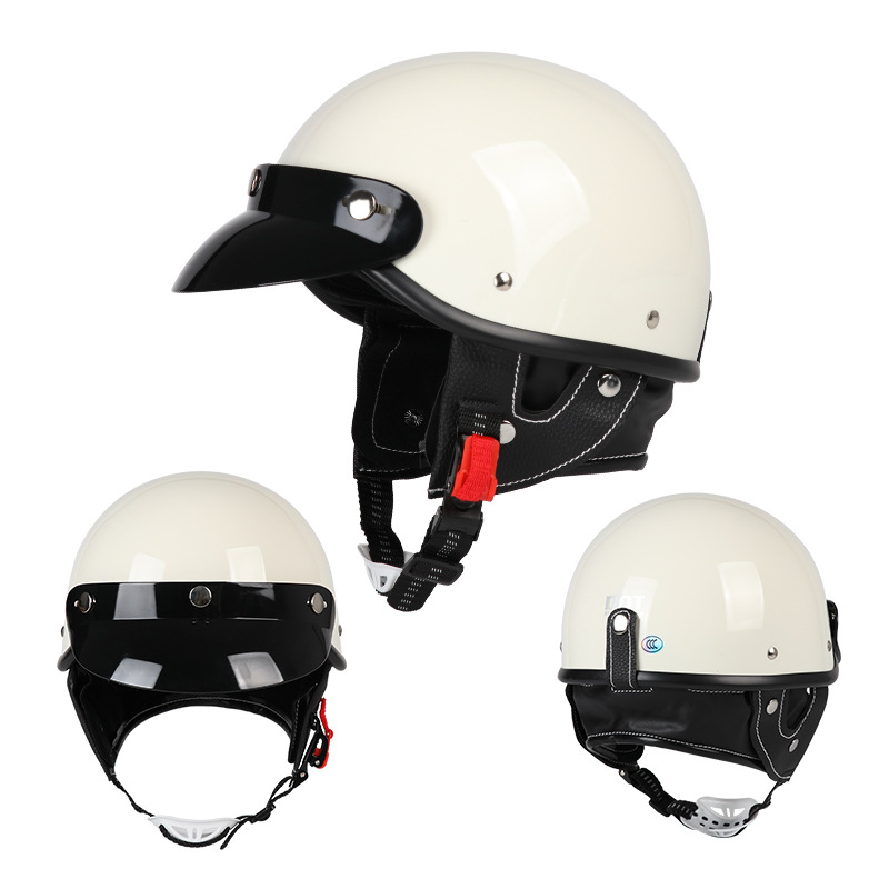 [Selección Global] Casco Abierto para Motocicleta Eléctrica de Estilo Vintage, Diseñado Especialmente para Comercio Exterior, para Uso en Todas las Estaciones.