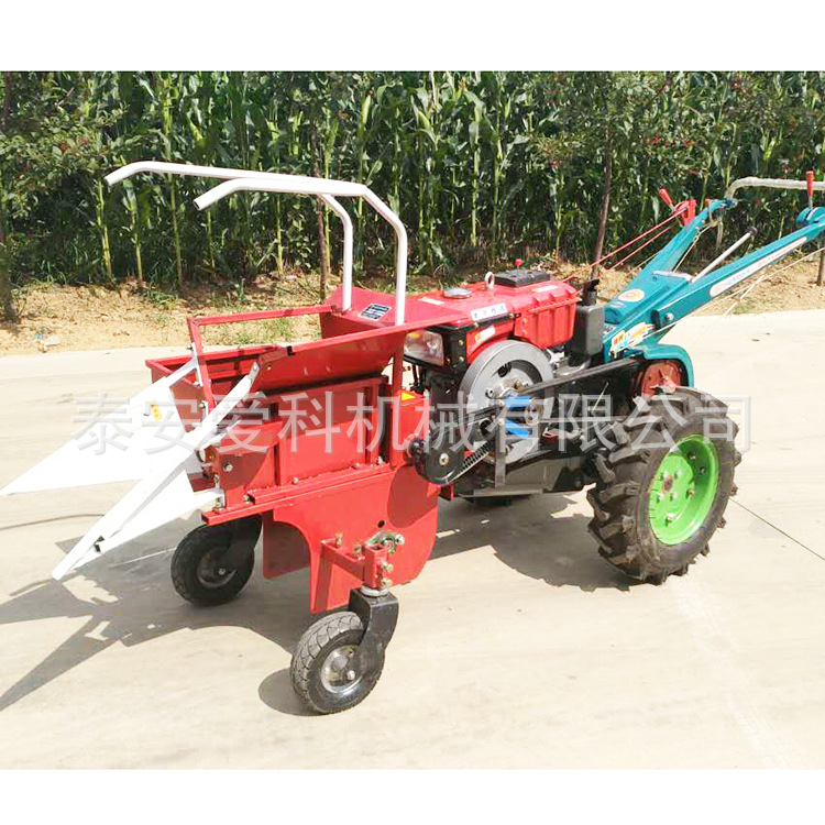 河南手扶车玉米收获机秸秆粉碎小块地玉米摘穗一行玉米收割机