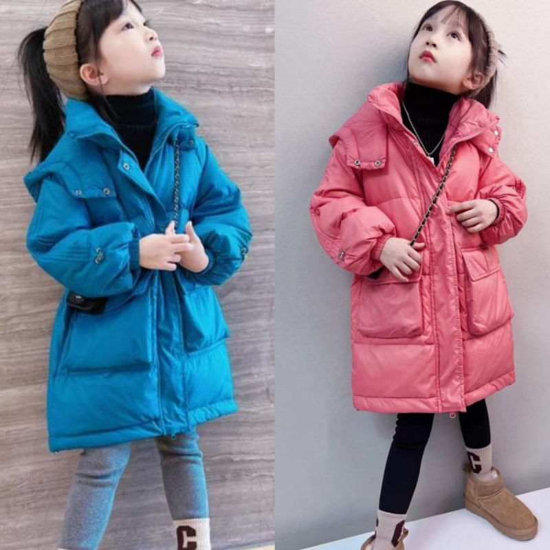 女童羽绒服2025新款洋气冬季加厚中长款儿童女孩童装中童大童外套