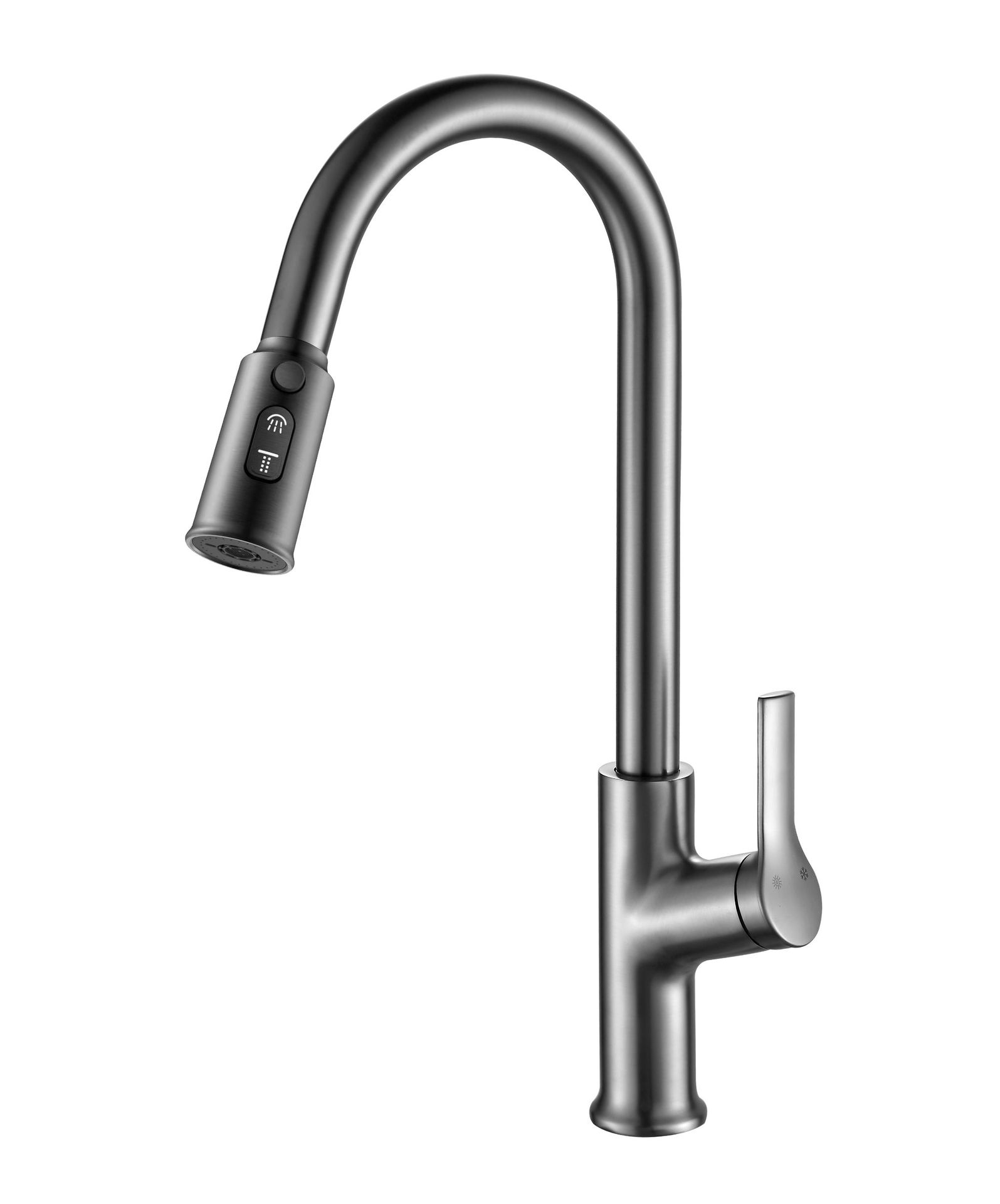 Grifo de elevación y extracción de calor y frío de cobre, fregadero sin agua de modo dual, fregadero, fregadero, grifo de cocina gris