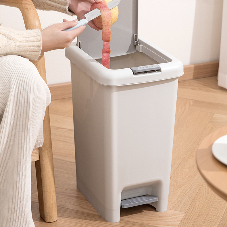 Directly from the manufacturer: Trash can for home use in bathroom and kitchen, with foot-press pop-up lid, storage bin, and press-type waste bin for toilet