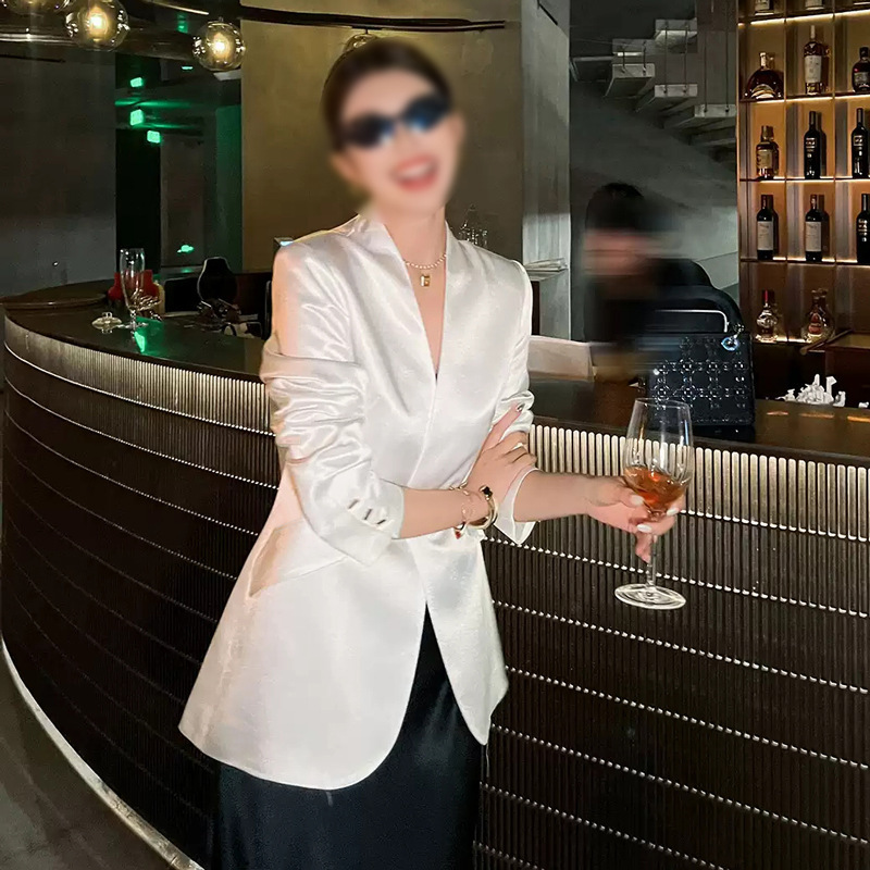 XZ178-thin suit Korean elegant commuter slim elastic satin seven sleeve suit sunscreen jacket