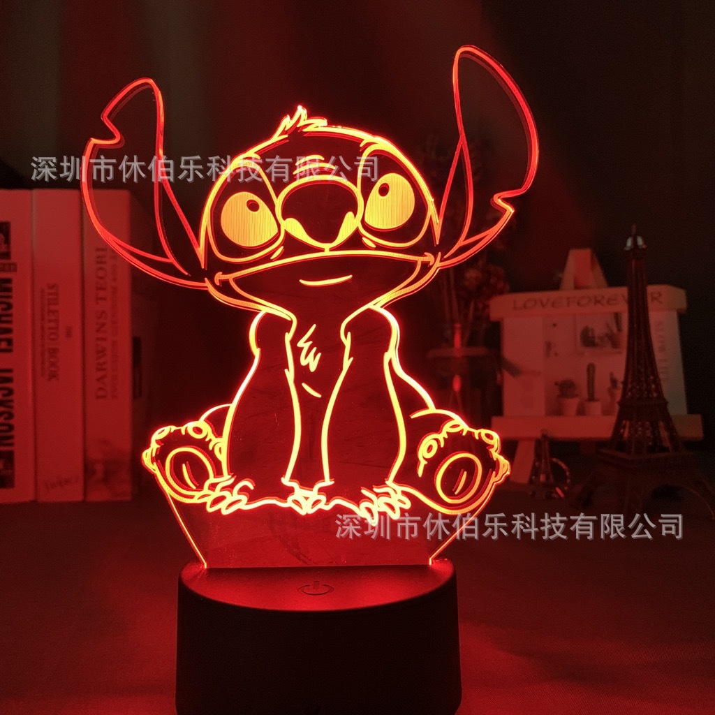 Stitch 3D noche luz colorida táctil control remoto nuevo creativo USB dormitorio escritorio atmósfera lámpara de mesa LED regalo