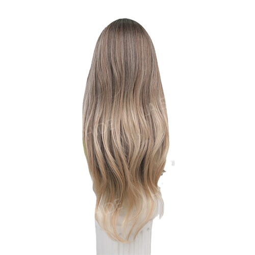Wigs Amazon export hot sale synthetic frontal lace brown gradient long straight hair for women