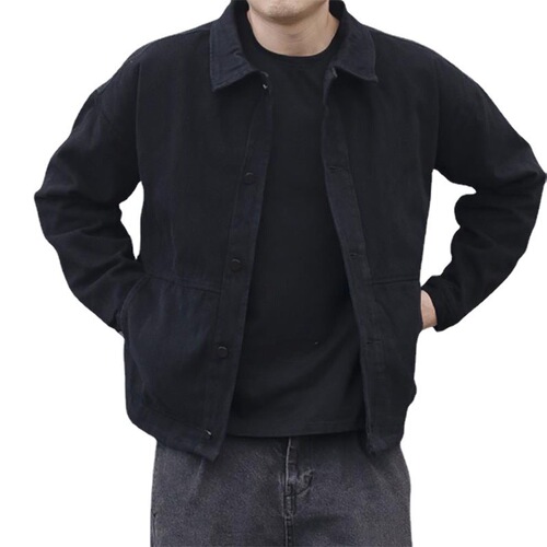 Fashionable new couple's simple denim coat for men and women's loose Korean trend handsome all-matching solid color work jacket