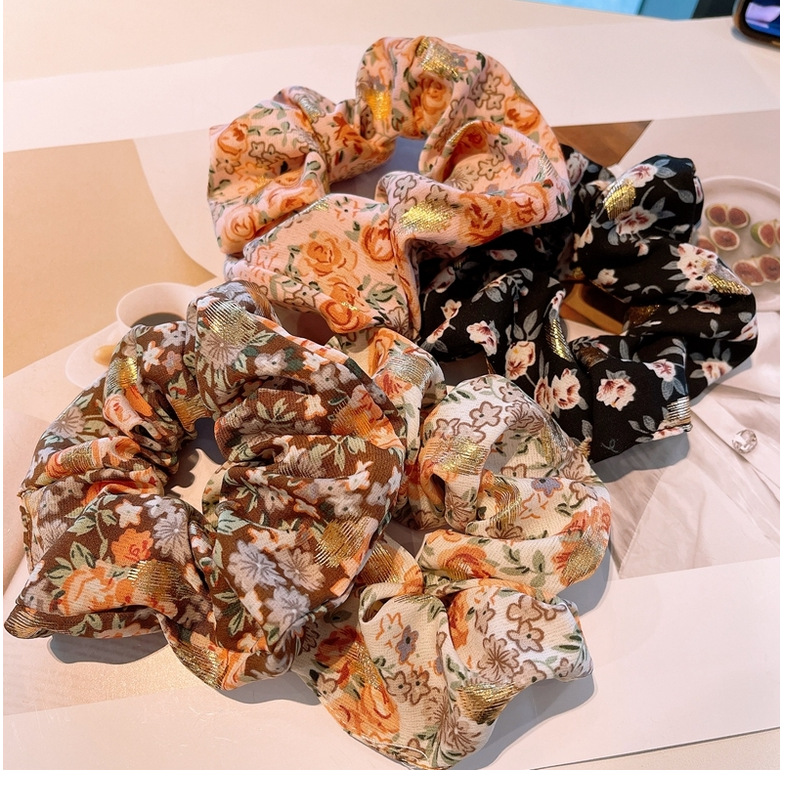 Korean Floral Hair Scrunchies display picture 2