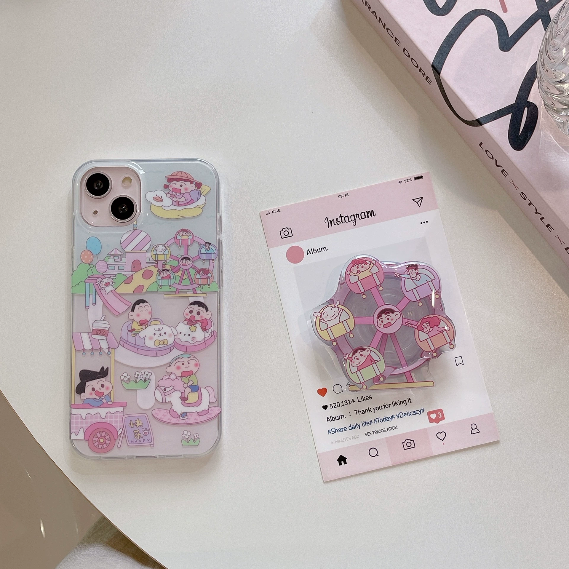 Счастливый новый дом колесо обозрения поворотный подкрепление подушки безопасности подходит для Android и Apple, магнитный чехол 15promax