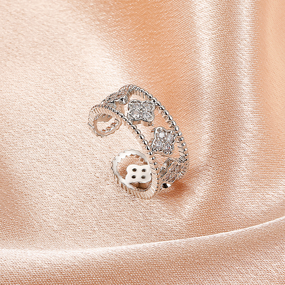 cross-border new index finger knuckle ring fashion micro-inlaid zircon flower ring hollow geometric 